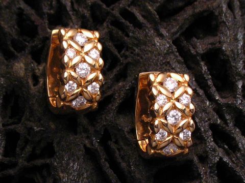 Gold 585 Creolen - LUXUS - 14 Diamanten 0,80 ct.
