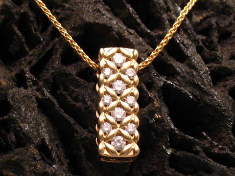 Gold 585 Anhnger inkl. Kette - LUXUS - 10 Diamanten