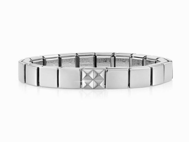 Nomination Classic GLAM Armband Edelstahl Silber - 239101 02 - 4 small pyramids