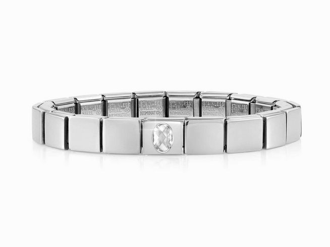 Nomination Classic GLAM Armband Edelstahl Silber - 239101 17 - Zirkonia WEISS