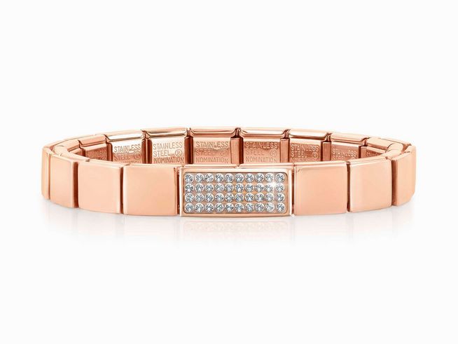 Nomination Classic GLAM Armband Edelstahl Rosgold - 239104 19 - Double Link WEISS