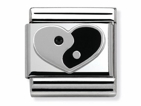 NOMINATION CLASSIC - Edelstahl Email Sterling Silber - Herz Yin Yang 330202 20