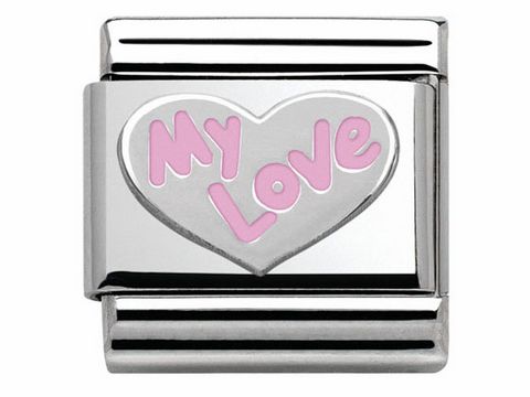 Nomination 330202 31 Classic SYMBOLE - Edelstahl - Emaille + Silber - Herz MY LOVE rosa