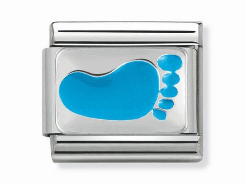 Nomination - 330281 11 - Classic - hellblau - Kinderfuabdruck - Silber