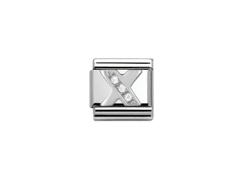 Nomination Classic 330301 24 - Buchstabe X - SilverShine - Zirkonia