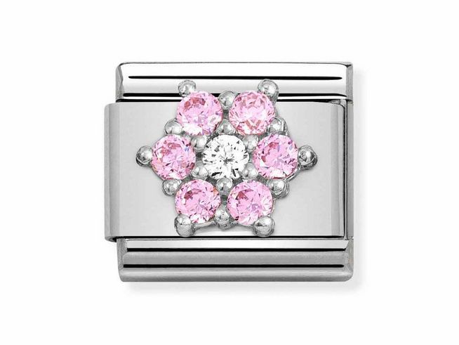Nomination Classic Sterling Silber - 330322 03 - Blume - Zirkonia pink - wei