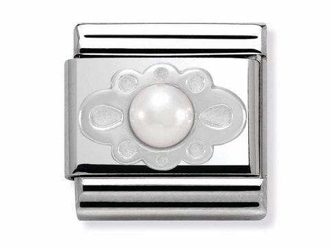 Nomination Classic SYMBOLS - Sterling Silber + Stein - Wei - PEARL - 330501 02