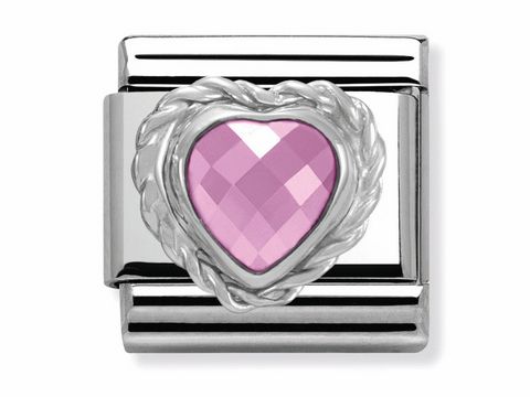 Nomination Classic - facettiertes Herz - Sterling Silber - PINK - 330603 003