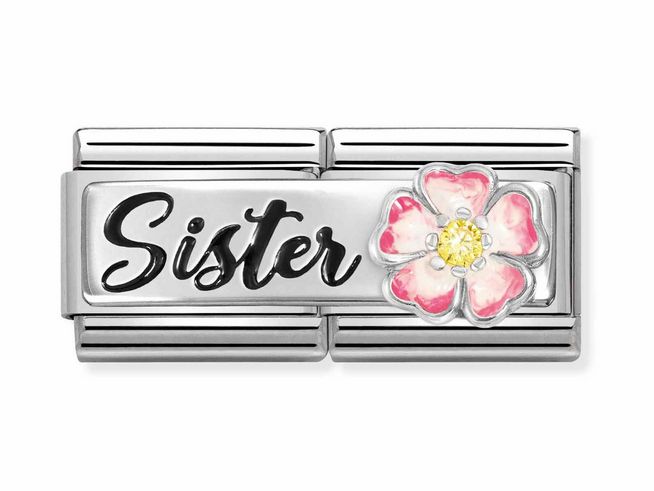 Nomination Classic Silber 330734 15 - Sister mit Blume - Zirkonia & Emaille