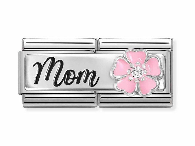 Nomination Classic Silber 330734 20 - Mom mit Blume - Zirkonia & Emaille
