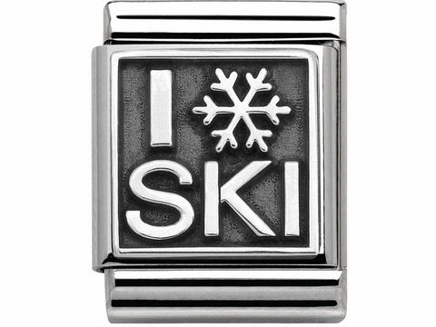 Nomination - SilverShine 332111 08 Big aus Edelstahl + Silber 925 - I love ski