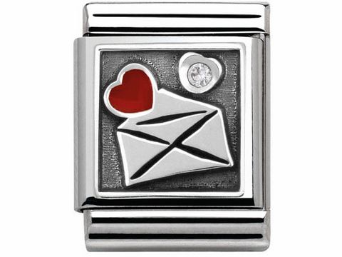 Nomination BIG SilverShine - 332308 02 - Umschlag mit Herz - Plttchen - Emaille