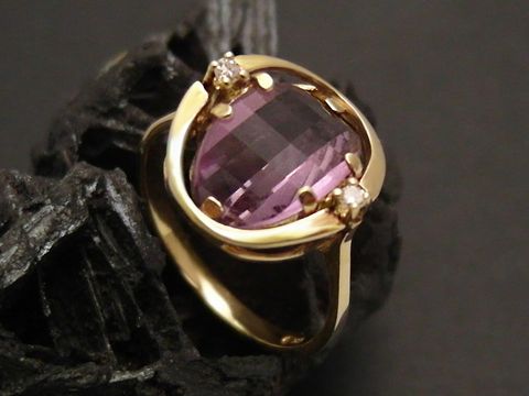 Goldring - vollkommen - Gold 585 - Diamant - Gr. 55 - Amethyst