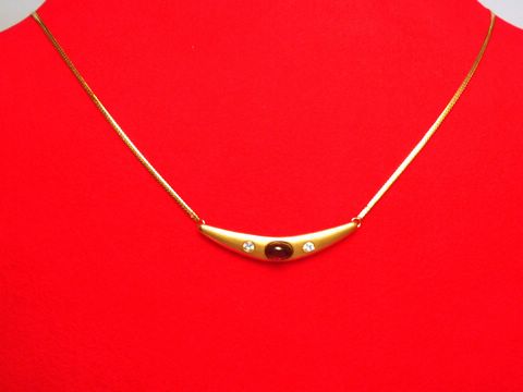 Collier Goldkette 333 Mittelteil Granat - Zirkonia 41cm