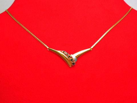 Collier Goldkette 333 Mittelteil bicolor Saphir 42cm