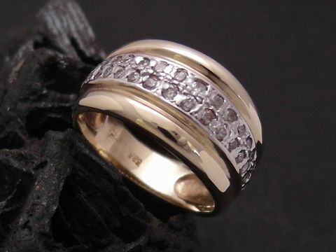 Gold Ring - vollkommen - Gold 585 bicolor - Zirkonia - Goldring - Gr. 53