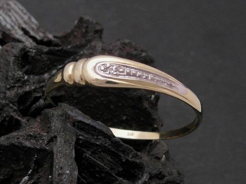 Gold Ring - nobel - Gold 333 bicolor - Diamant - Goldring - Gr. 48,5