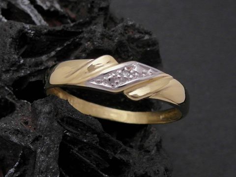 Gold Ring - klassisch - Gold 333 bicolor - Diamant - Goldring - Gr. 53