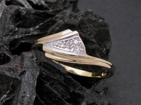 Gold Ring - filigran - Gold 333 bicolor - Diamant - Goldring - Gr. 50,5