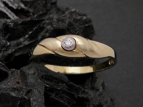 Gold Ring - unvergnglich - Gold 333 bicolor - Diamant - Goldring - Gr. 54,5
