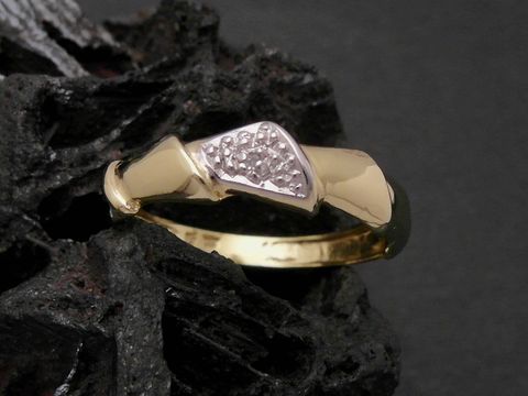 Gold Ring - imposant - Gold 333 bicolor - Diamant - Goldring - Gr. 49