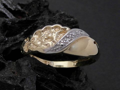 Gold Ring - designorientiert - Gold 333 bicolor - Diamant - Goldring - Gr. 51