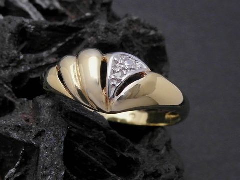 Gold Ring - modisch - Gold 333 bicolor - Diamant - Goldring - Gr. 52