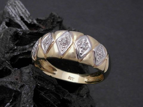 Gold Ring - prachtvoll - Gold 333 bicolor - Diamant - Goldring - Gr. 56
