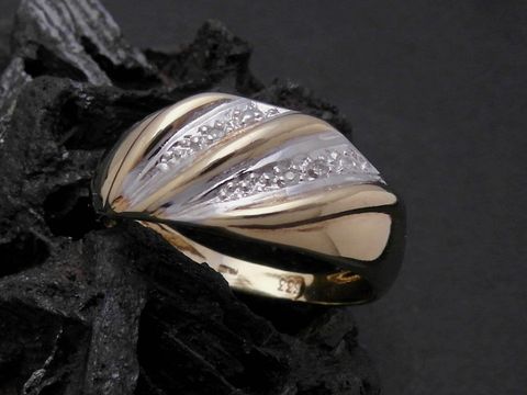 Gold Ring - kunstvoll - Gold 333 bicolor - Diamant - Goldring - Gr. 53