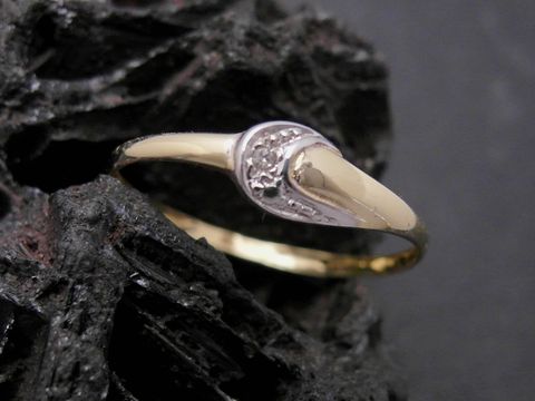 Gold Ring - zierlich - Gold 585 bicolor - Diamant - Goldring - Gr. 50
