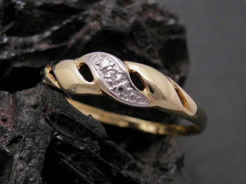 Gold Ring - nobel - Gold 585 bicolor - Diamant - Goldring - Gr. 48