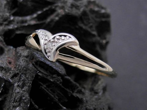 Gold Ring - niedlich - Gold 585 bicolor - Diamant - Goldring - Gr. 55