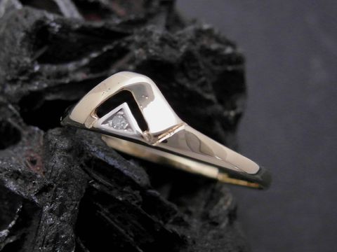 Gold Ring - attraktiv - Gold 585 bicolor - Diamant - Goldring - Gr. 58,5