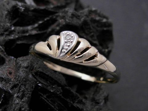 Gold Ring - kunstvoll - Gold 585 bicolor - Diamant - Goldring - Gr. 54