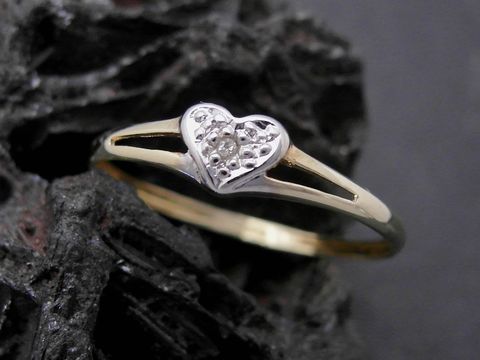 Gold Ring - Herz der Liebe - Gold 585 bicolor - Diamant - Goldring - Gr. 60