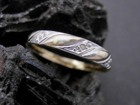 Gold Ring - zeitlos - Gold 585 bicolor - Diamant - Goldring - Gr. 47,5