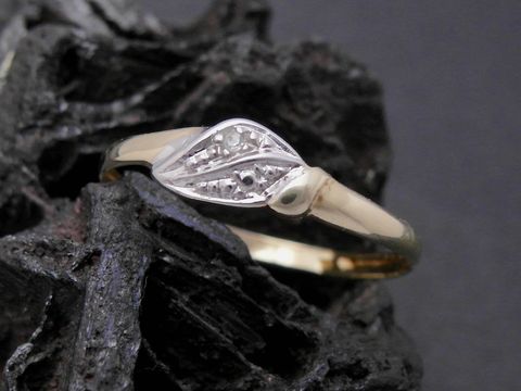 Gold Ring - kunstvoll - Gold 585 bicolor - Diamant - Goldring - Gr. 50