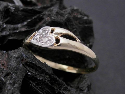 Gold Ring - romantisch - Gold 585 bicolor - Diamant - Goldring - Gr. 50,5