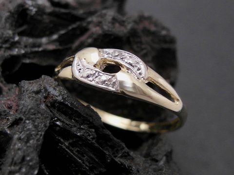 Gold Ring - charismatisch - Gold 585 bicolor - Diamant - Goldring - Gr. 48