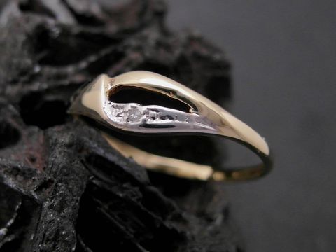 Gold Ring - designorientiert - Gold 585 bicolor - Diamant - Goldring - Gr. 52,5