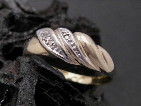 Gold Ring - symbolisch - Gold 585 bicolor - Diamant - Goldring - Gr. 54
