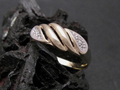 Gold Ring - imposant - Gold 585 bicolor - Diamant - Goldring - Gr. 52,5
