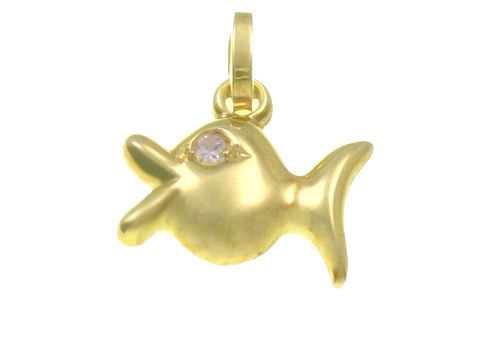 Kleiner Fisch FISH Gold Anhnger mit Diamant - Pisces