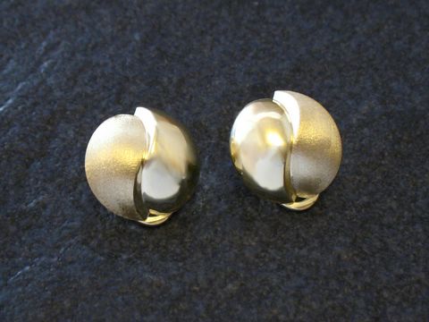 Ohrclip CLIP - Gold Ohrring mattiert & poliert 16 mm