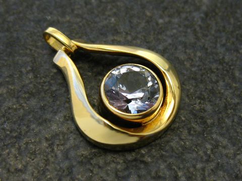 Designer Goldanhnger - Bergkristall - 18 mm