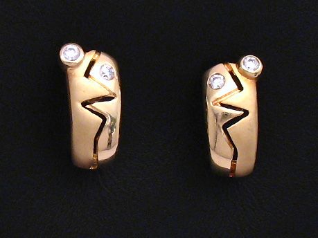 Gold Ohrringe kunstvoll - Gold 585 - Zirkonia