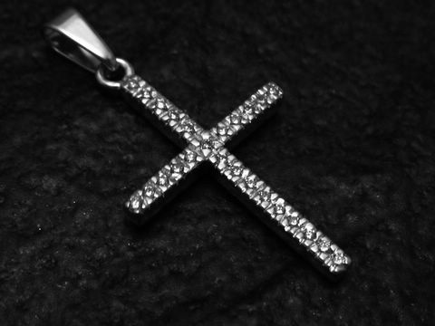 Kleines Diamant Kreuz - 17 Diamanten si- Weigold 375