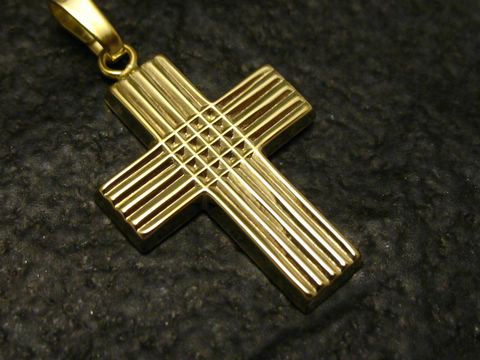 Goldkreuz mit Streifenmuster - Gold 333
