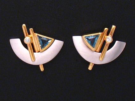 Gold Ohrringe individuell - bicolor Edeltopas & Diamant
