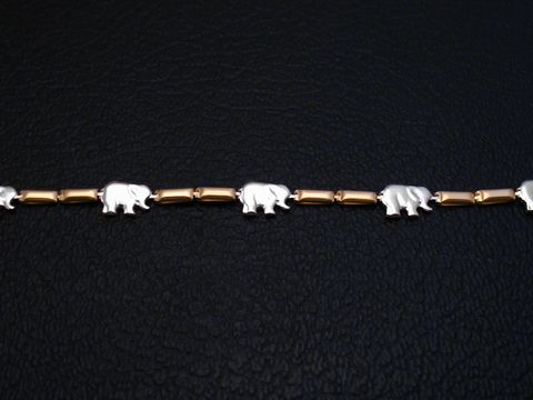 Kette Elefanten - Gold 585 - bicolor 45 cm